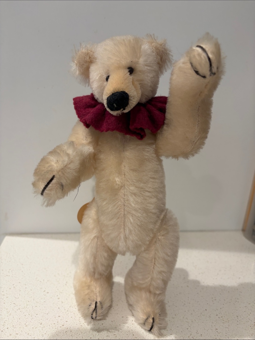 NWT - Bearly There Inc. Plush Cream Polar Bear with Burgundy Collar- Lara.